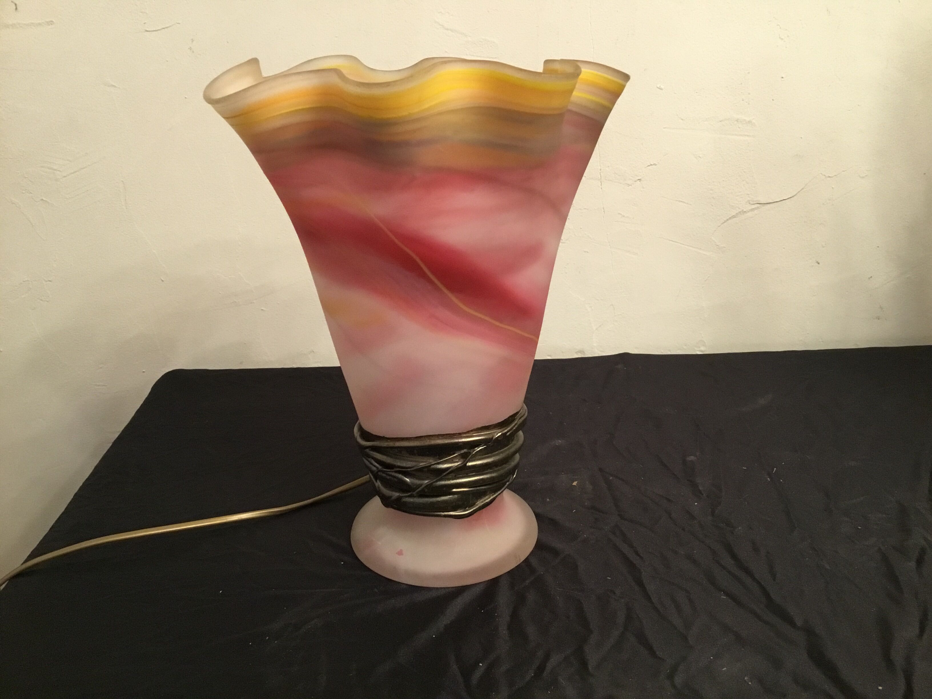 Vase lamp in glass paste and bronze signed Florea SILVIU