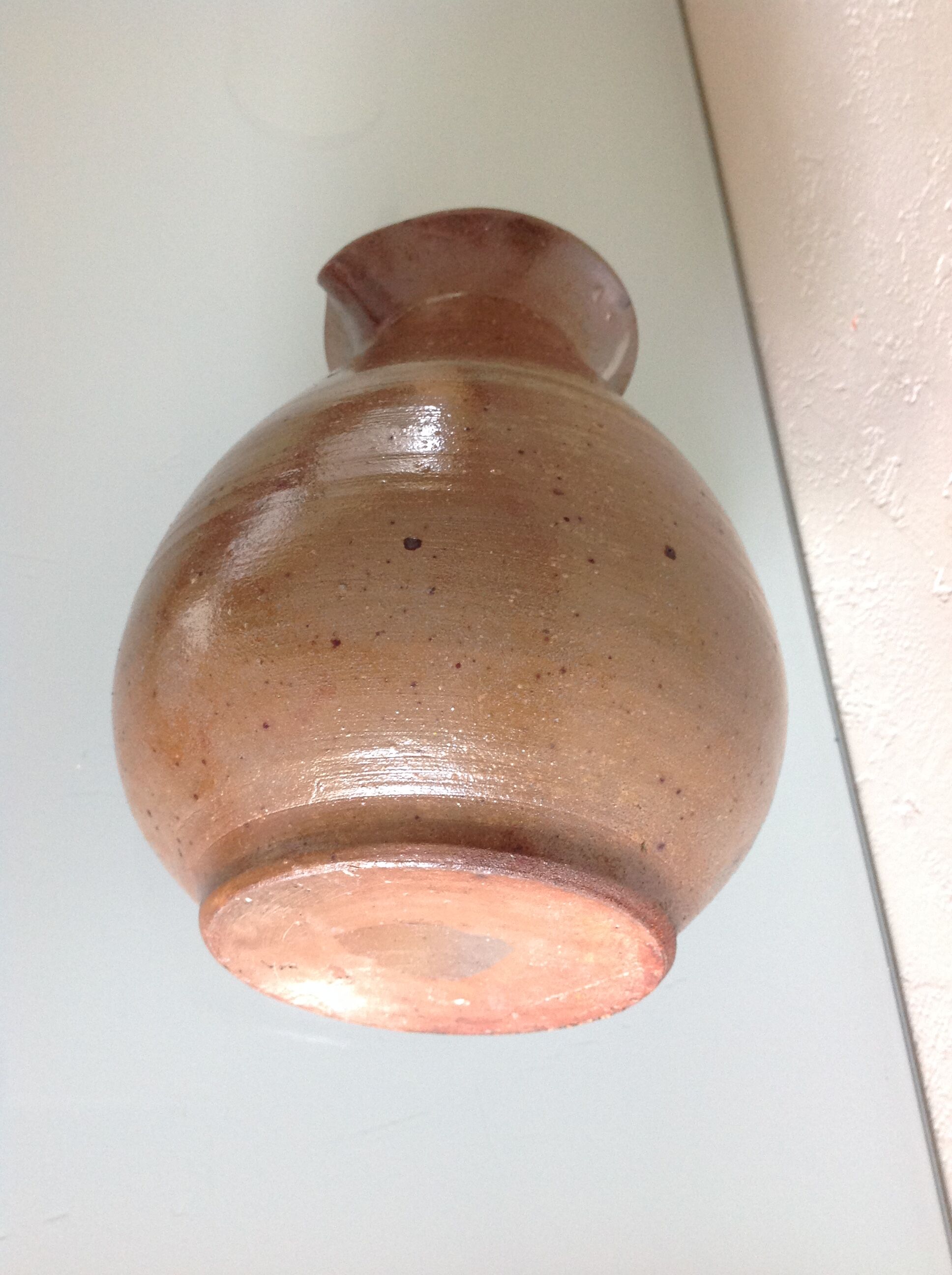 Pitcher ball in varnished beige cermic 60/70 years