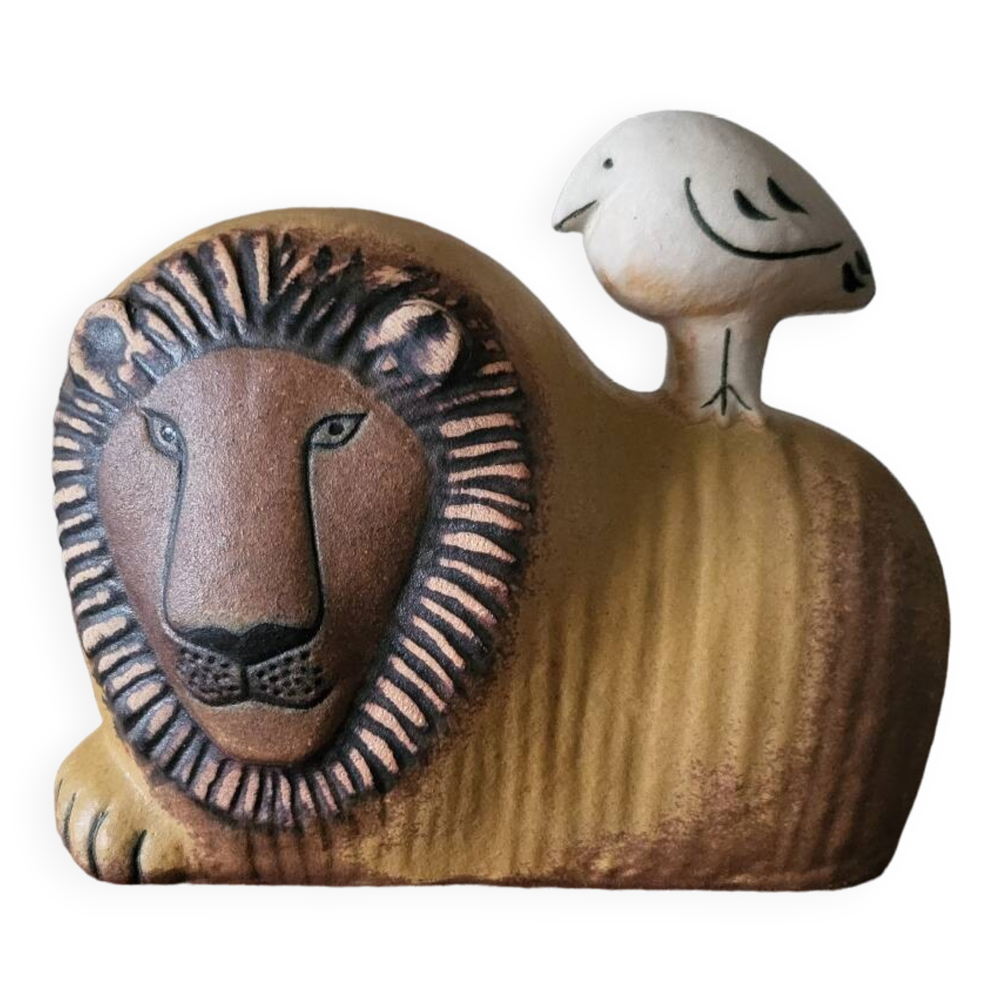 Lion En Bol Peint à La Main - Pièce Décorative Unique, Marque Elizabeth Turner, Neuf