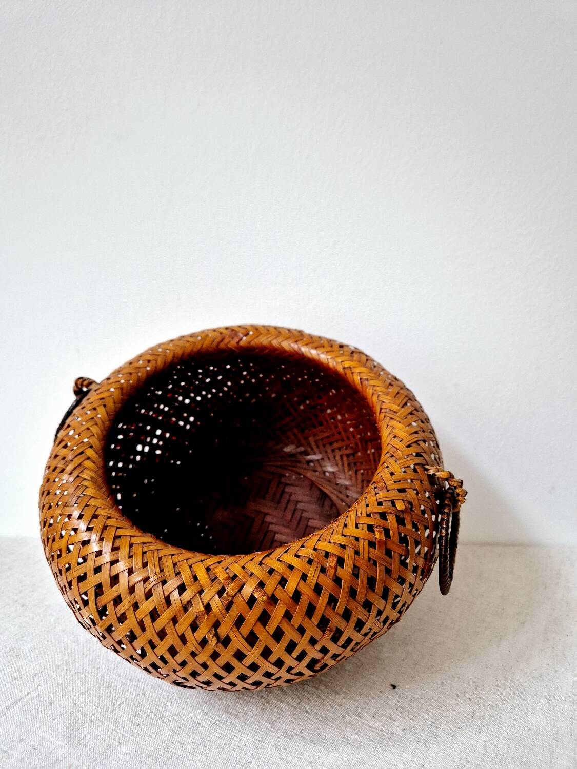 Japanese Style Bamboo/Rattan Woven Basket - Vintage
