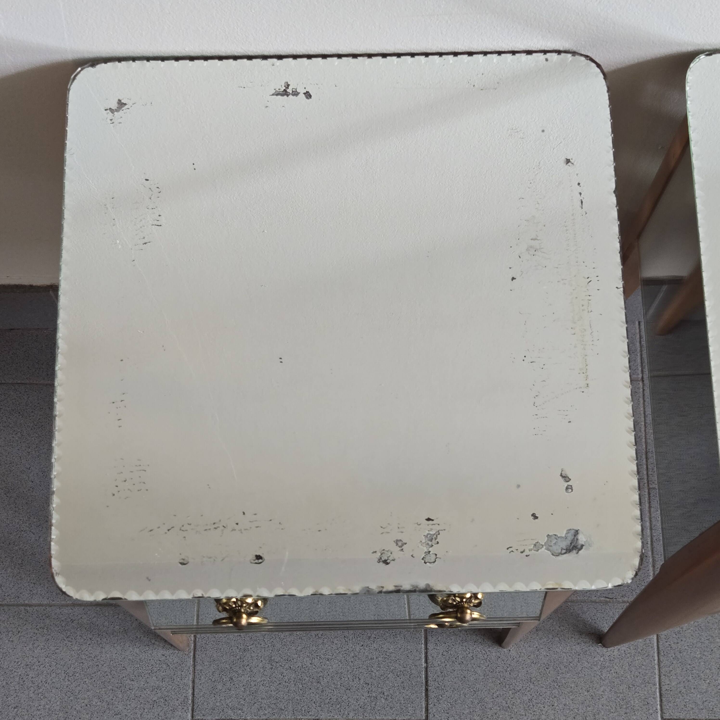 Pair of vintage 1950s mirrored bedside tables
