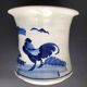 Old white blue ceramic pot cover