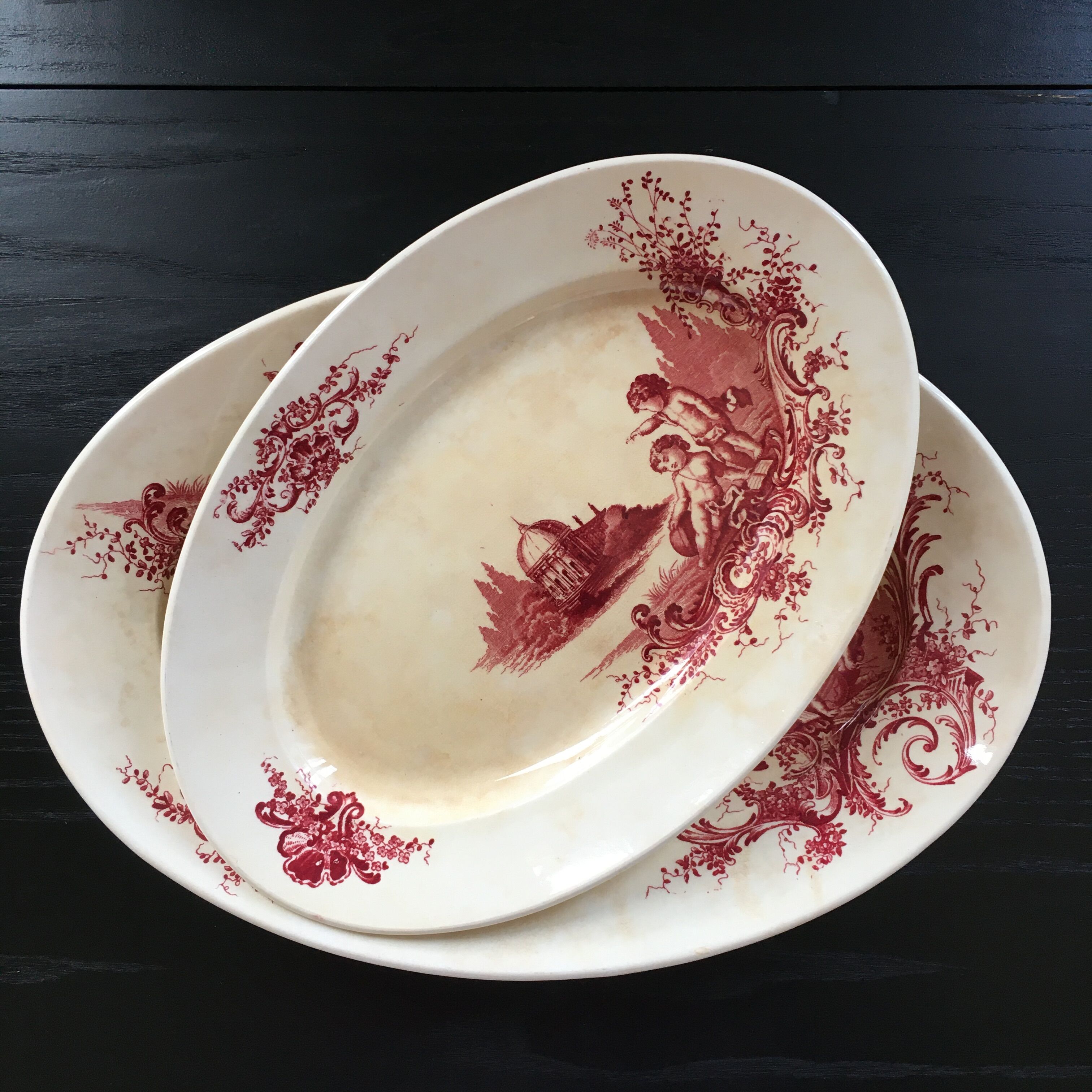 Duo oval dishes Terre de fer