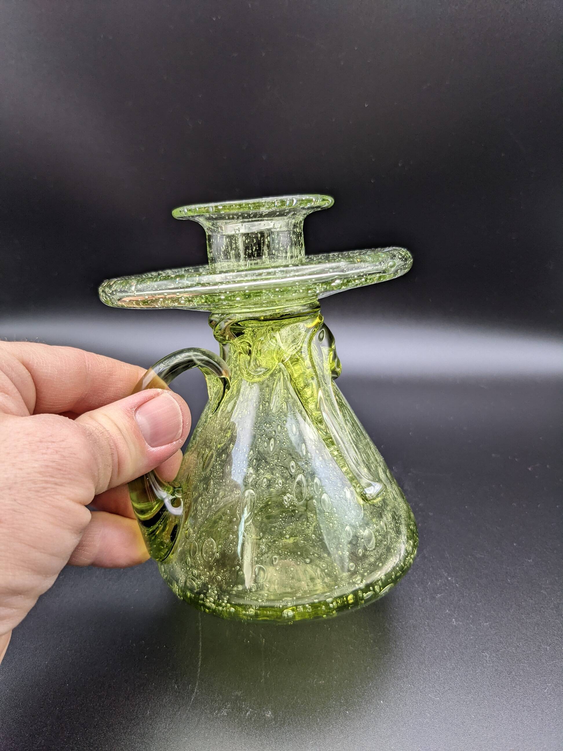 Bubbled blown glass candle holder