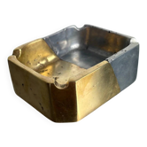 Brutalist ashtray by Leopold, bronze and brass, Spain, 1970s