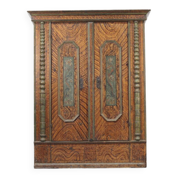 Rustic Farmhouse Folk Art Painted Bridal Wardrobe
