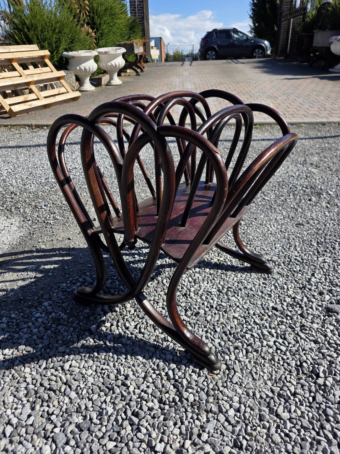 Thonet curved wood magazine rack Art Nouveau