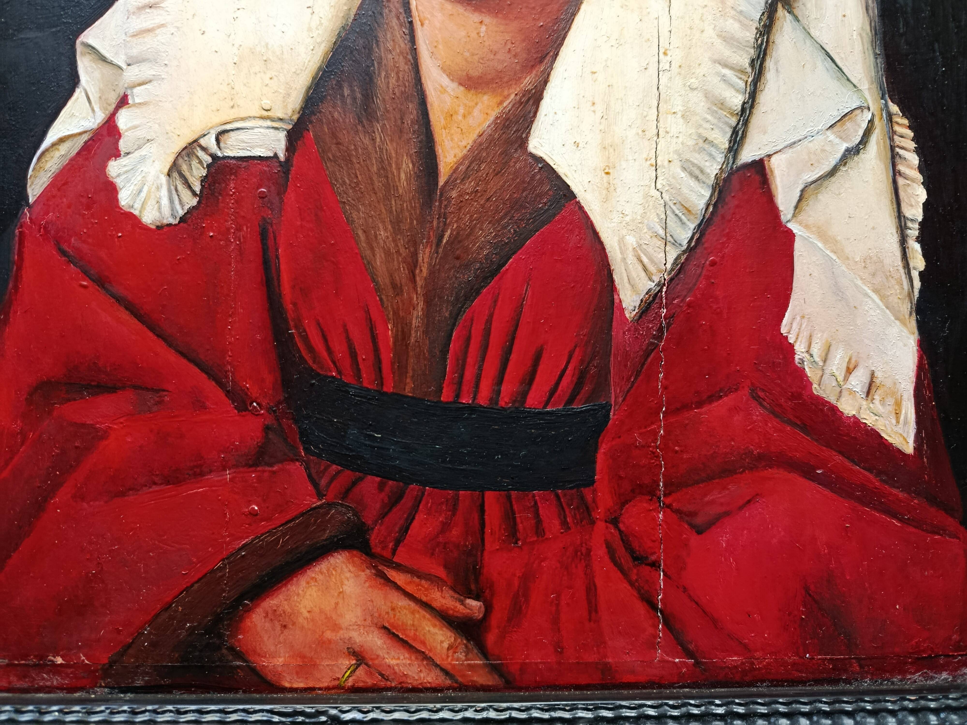 oil on wood, portrait of Marguerite VAN EYCK, copy by Henri BOURINET 1982