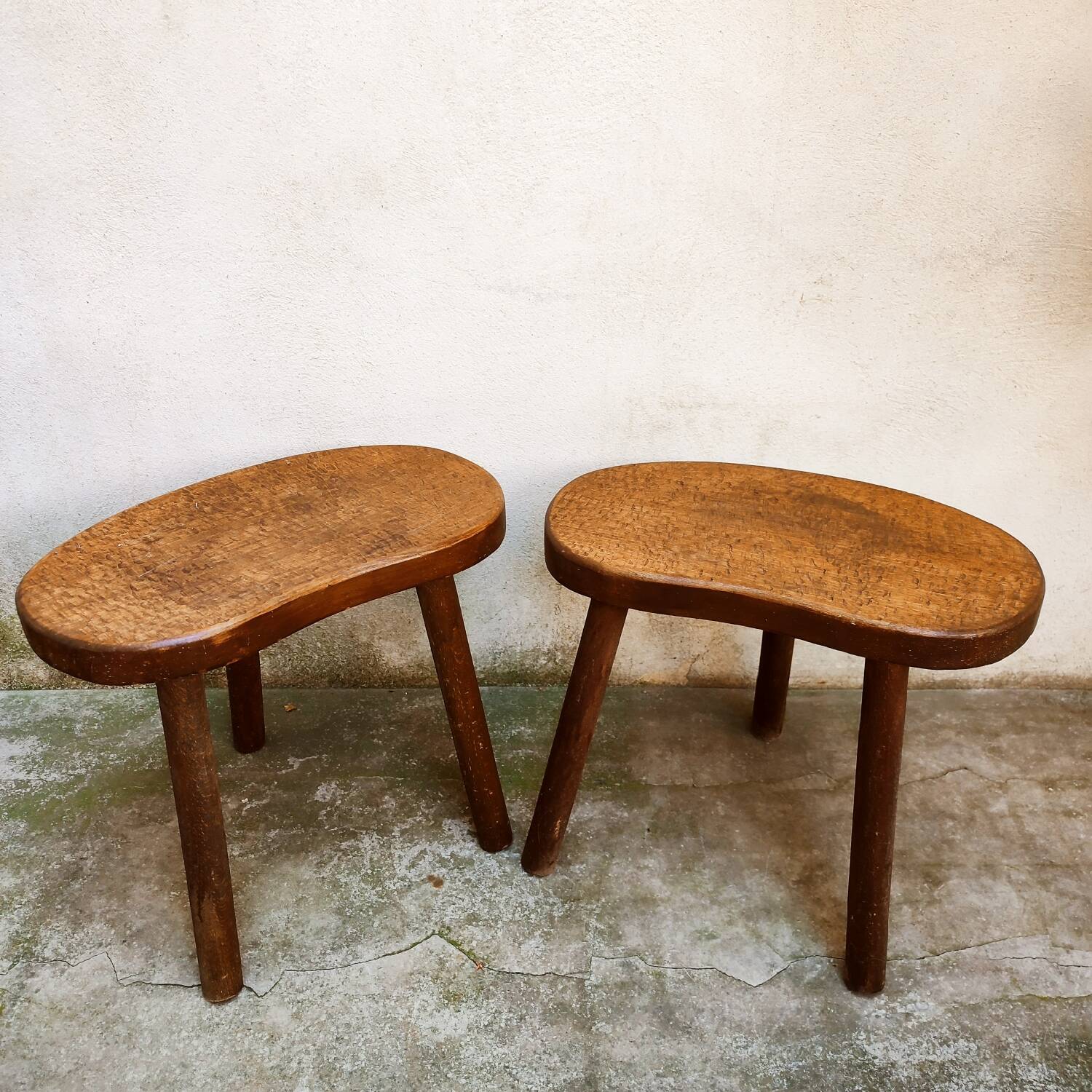 Pair of small wooden stools
