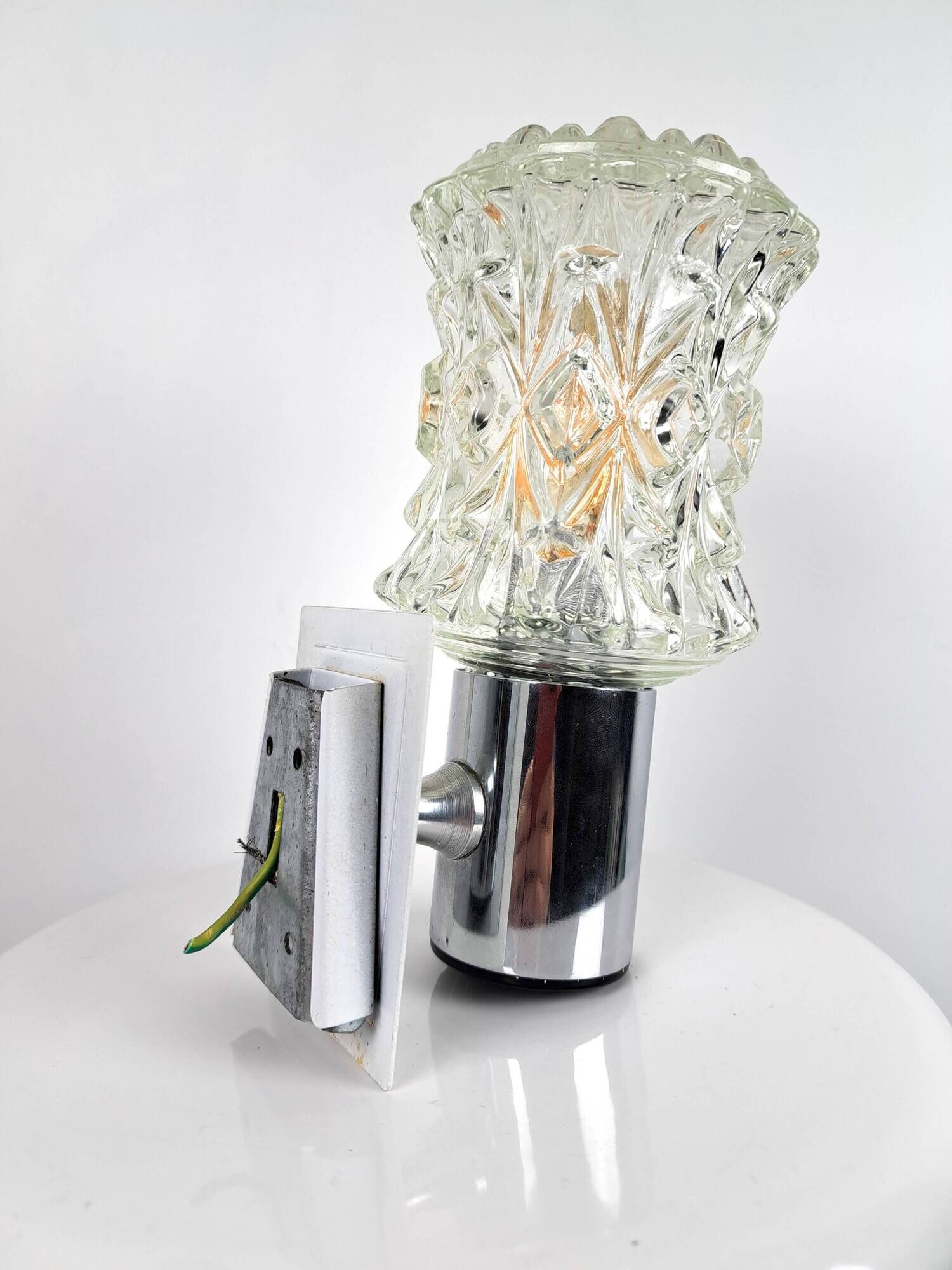 Pair of vintage 70s glass wall lamps by Targetti Sankey
