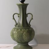 Ceramic table lamp from Bay, West Germany 1960 with handcrafted lampshade