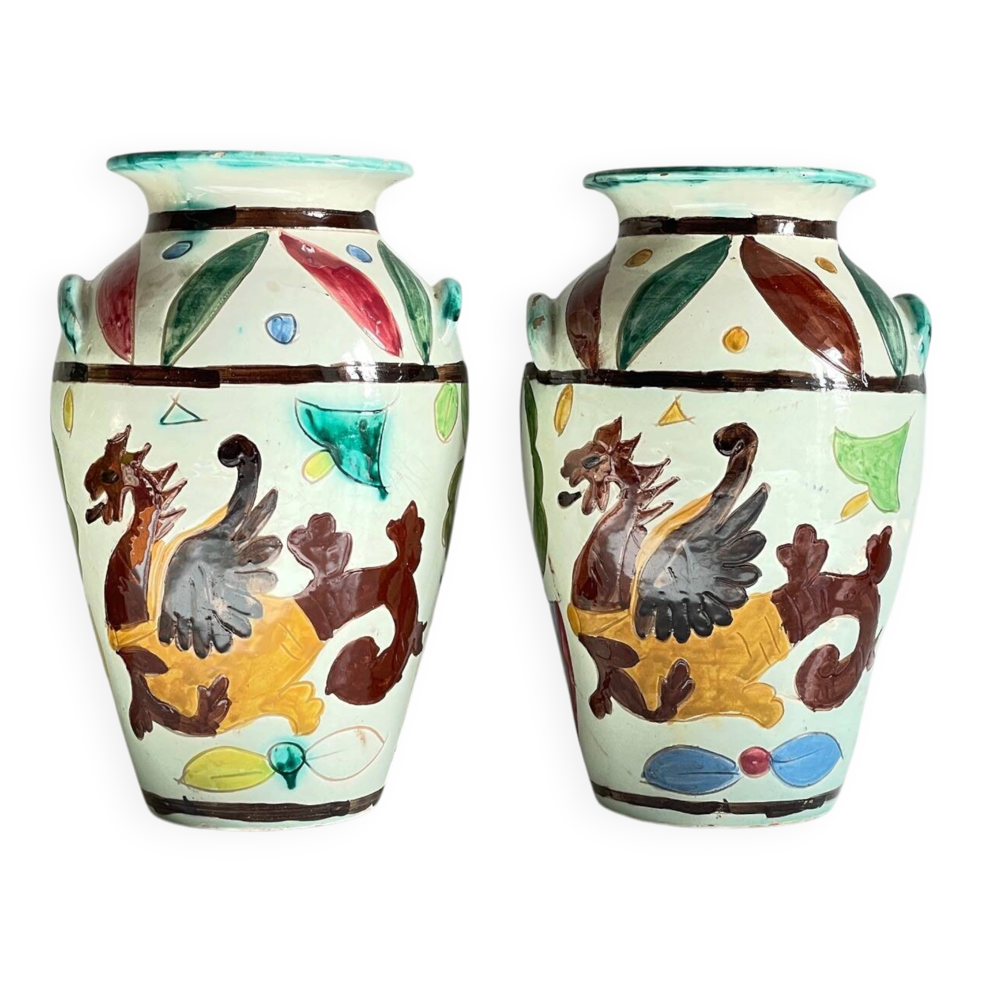 Vases vintage italy motif dragon