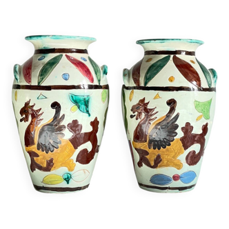 Vases vintage italy motif dragon