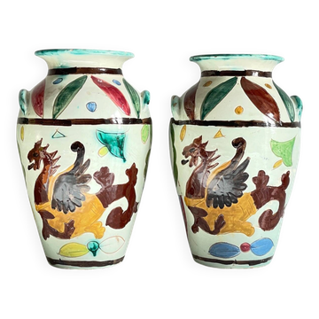 Vases vintage italy motif dragon