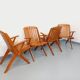 Set of 4 vintage garden chairs made of beech wood from the 1960s.