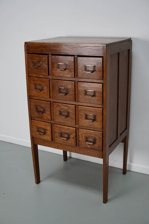 Cabinet d'Apothicaire ou Classeur Antique en Chêne, Pays-Bas, 1930s