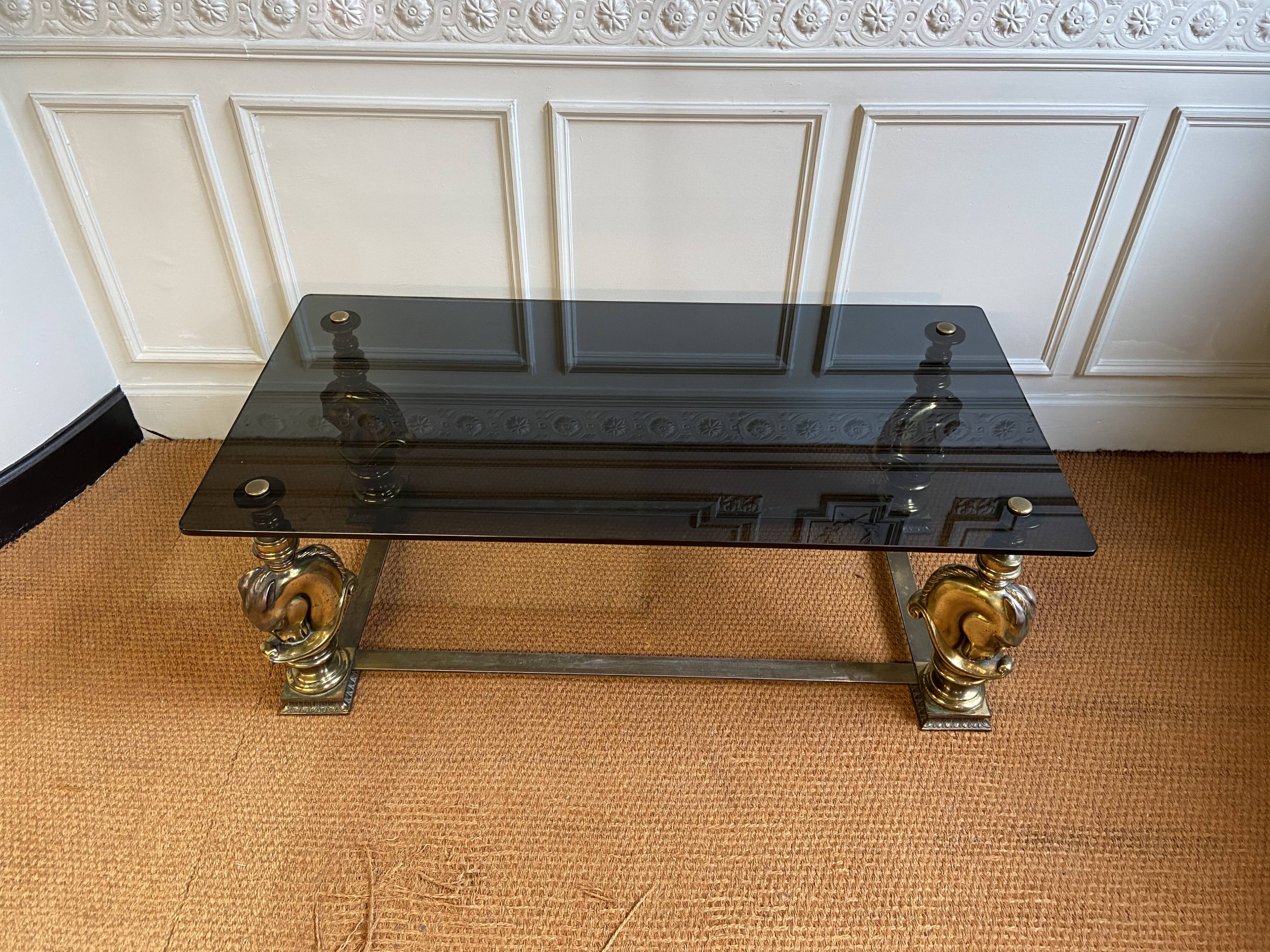 Bronze bass table with horse head