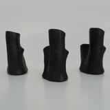 Trio of ceramic vases shaped like tree trunks, signed and numbered