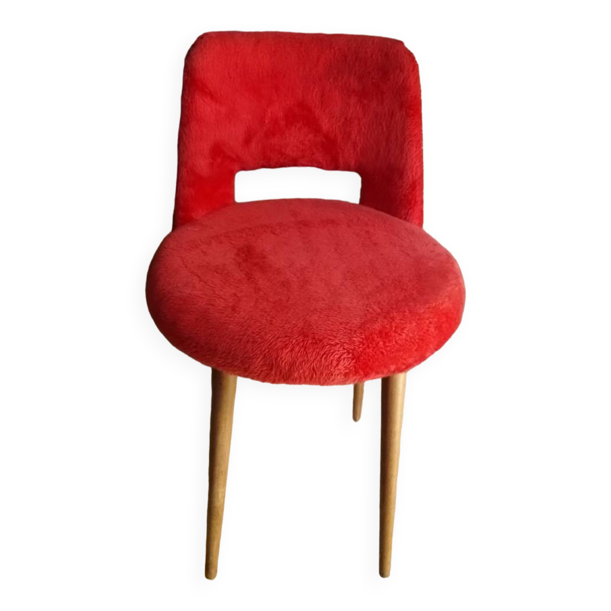 Vintage fur-lined orange-red chair