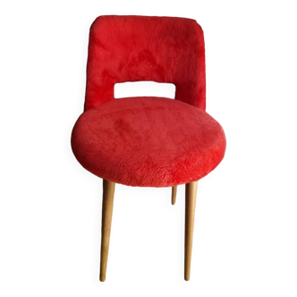 Vintage furry orange red chair