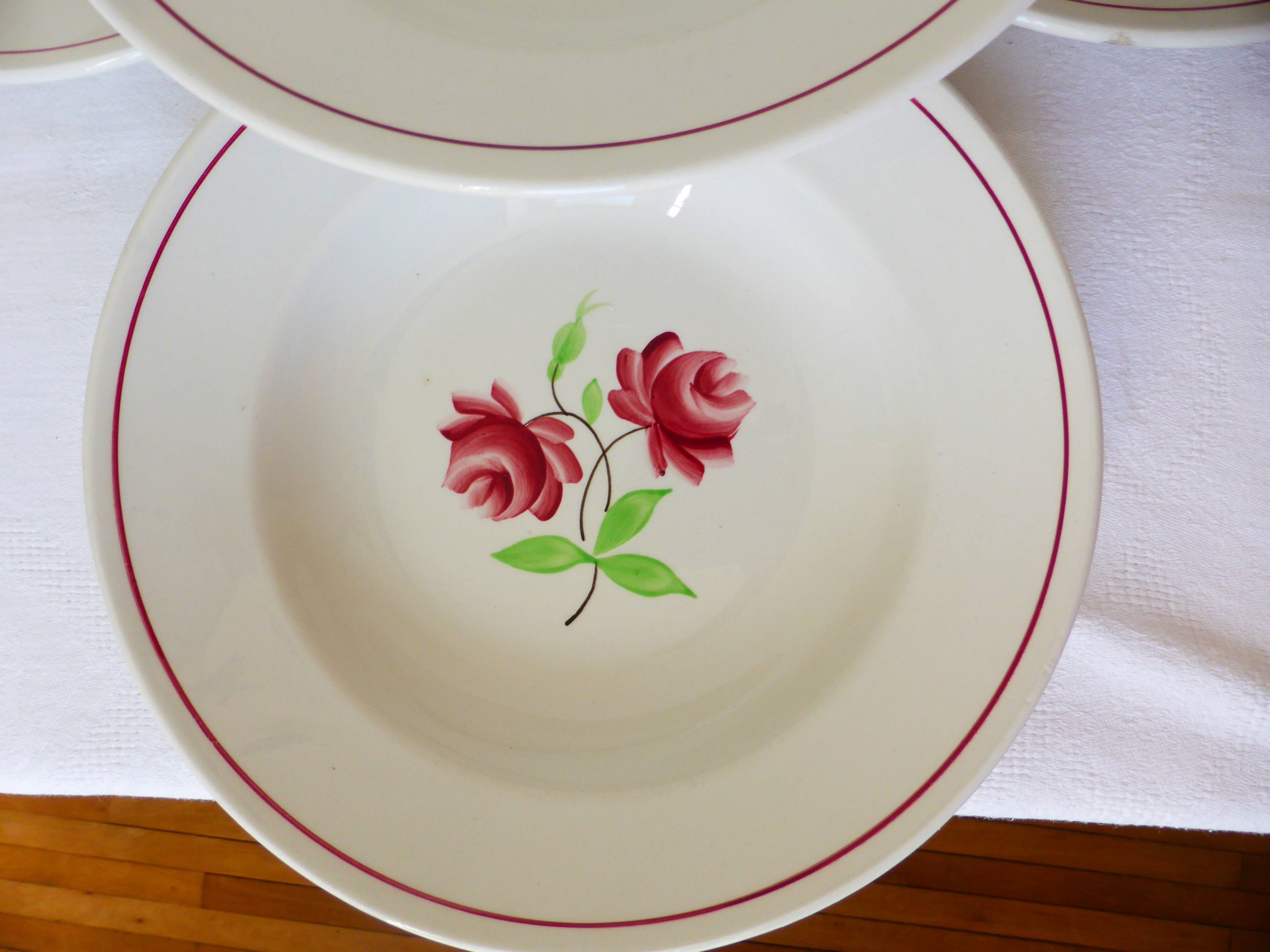 4 assiettes creuses K et G Luneville modèle Rose Mai 2106209