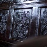 Antique Renaissance Revival Oak Bench, 1890s