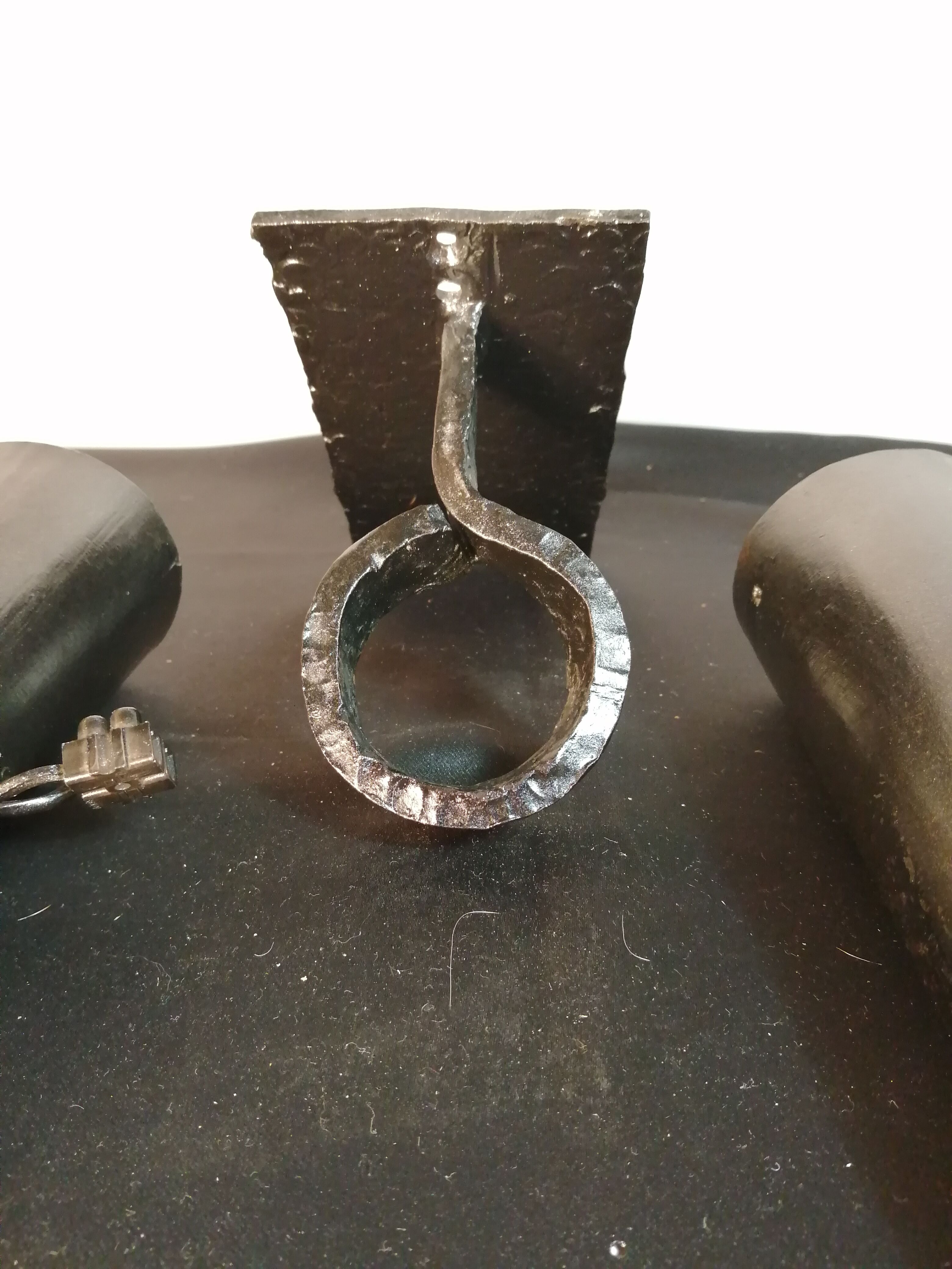 Pair of conical sconces in wrought iron, medieval, electrified in 1960