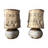 Duo of ceramic wall light wool lampshade
