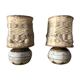 Duo of ceramic wall light wool lampshade