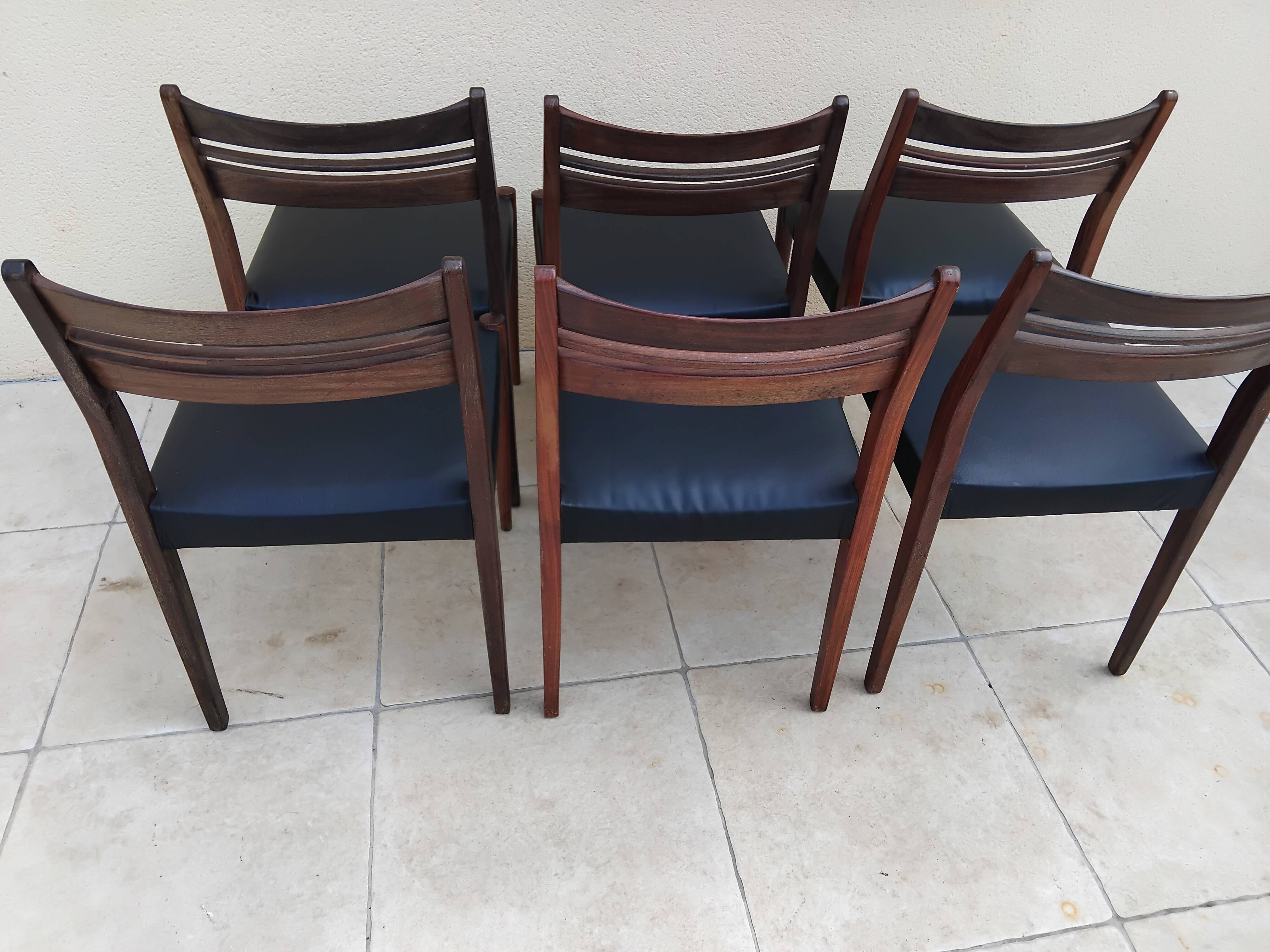 6 vintage teak chairs from the 1960s, Scandinavian Danish.