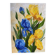 Blue and yellow irises, signed