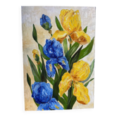 Iris bleus et jaunes, signé