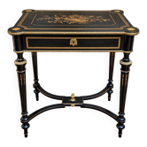 Work table/vanity in blackened wood and marquetry – Napoléon III period