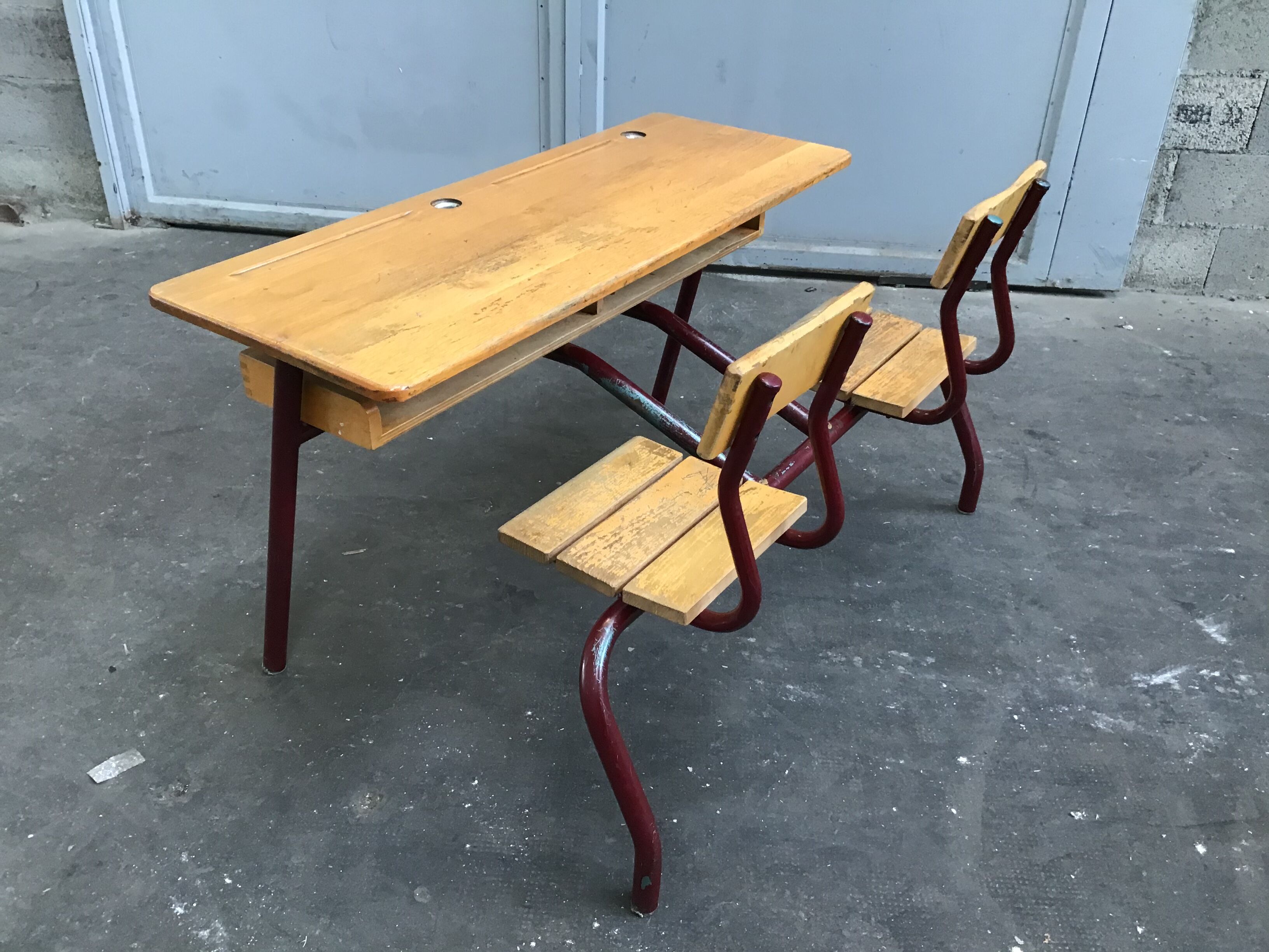 School desk school desk vintage bench
