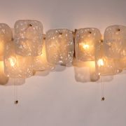 J.T. Kalmar Midcentury Ice Glass Wall Sconces Austria 1960