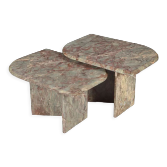 Set of marble stone nesting tables