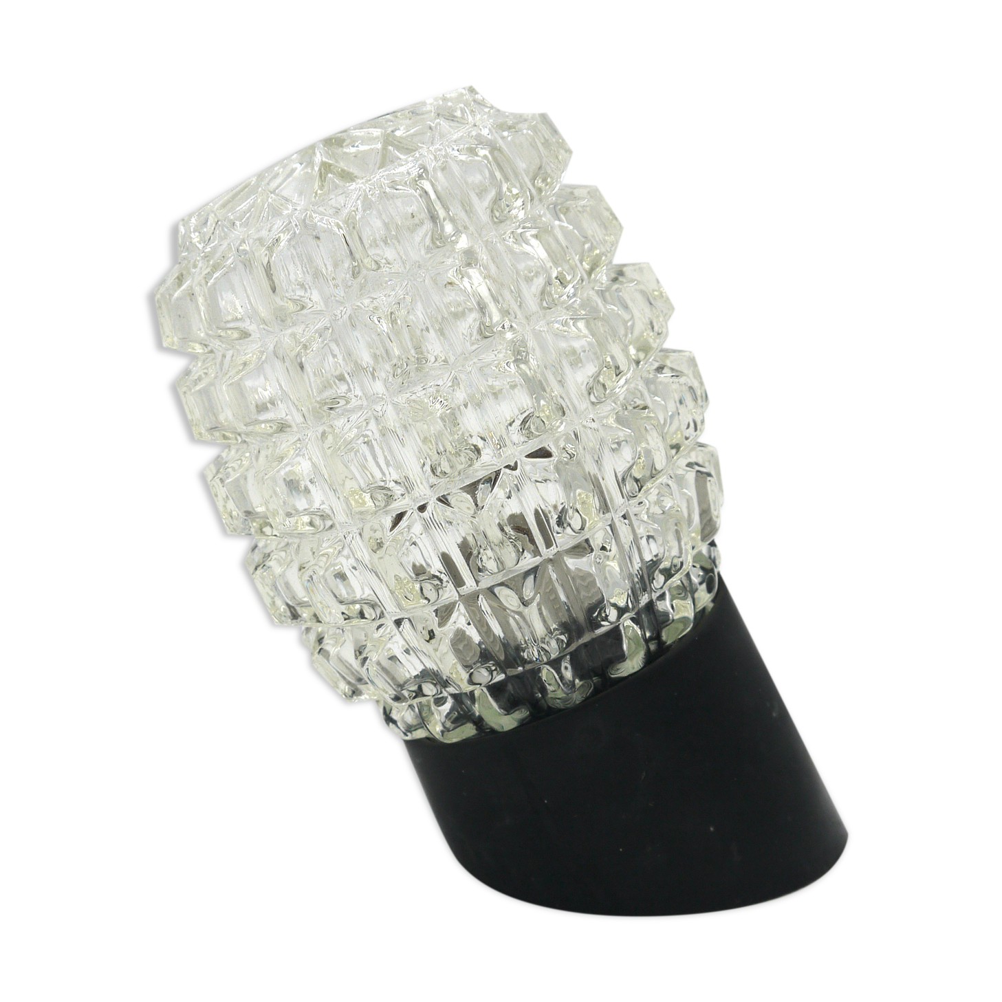 Oblique ceiling lamp in molded glass