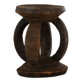 Tabouret africain Dogon d'époque mi-XXe siècle en bois sculpté à la main, style Wabi-Sabi