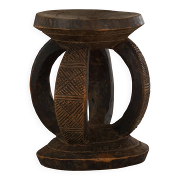 African Dogon stool from the mid-20th century, hand-carved in wood, Wabi-Sabi style.