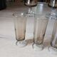 16 vintage smoked glass champagne flutes