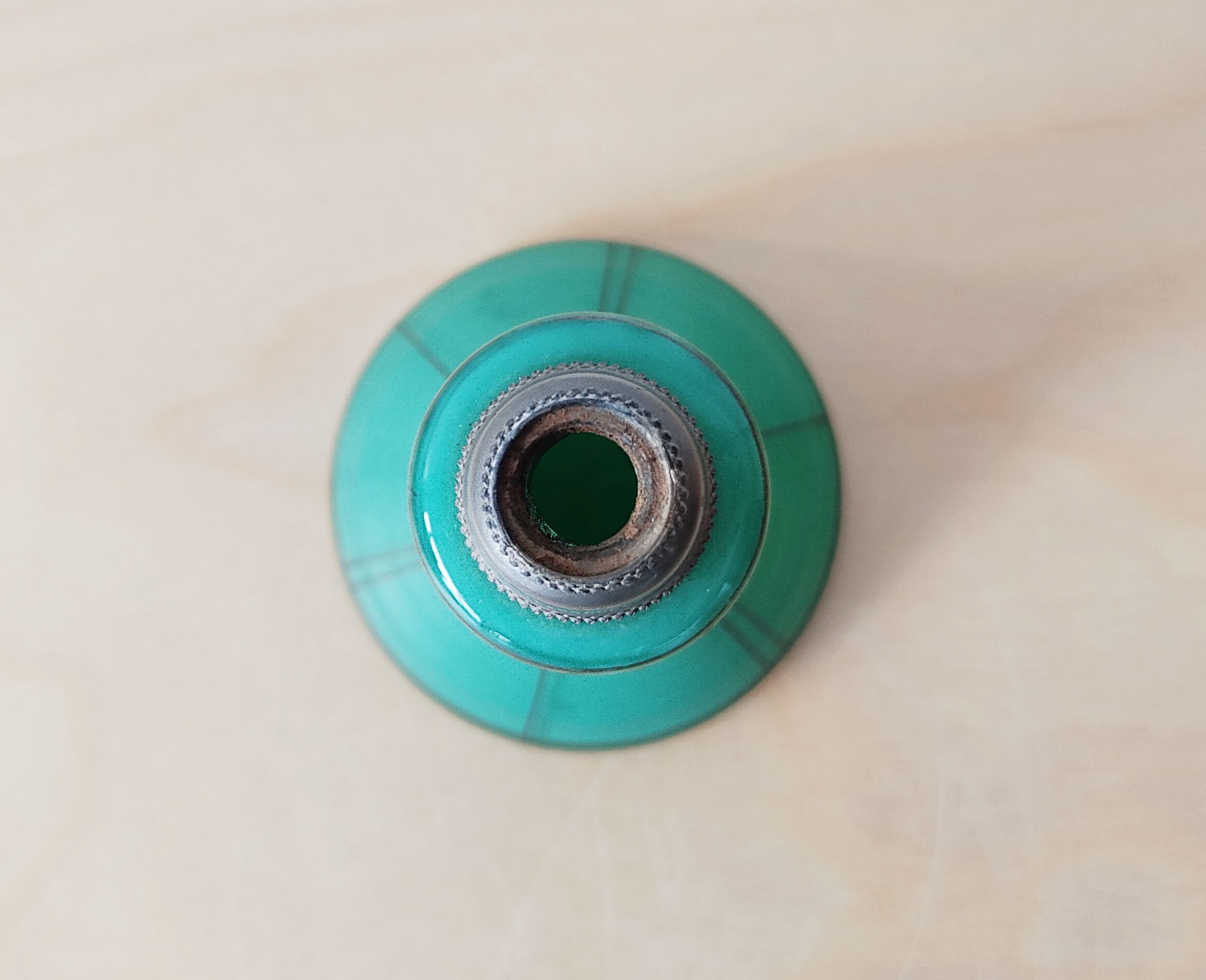 Hand-painted turquoise-lined glass vase