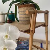 Chevet ou table d’appoint vintage en bambou et rotin