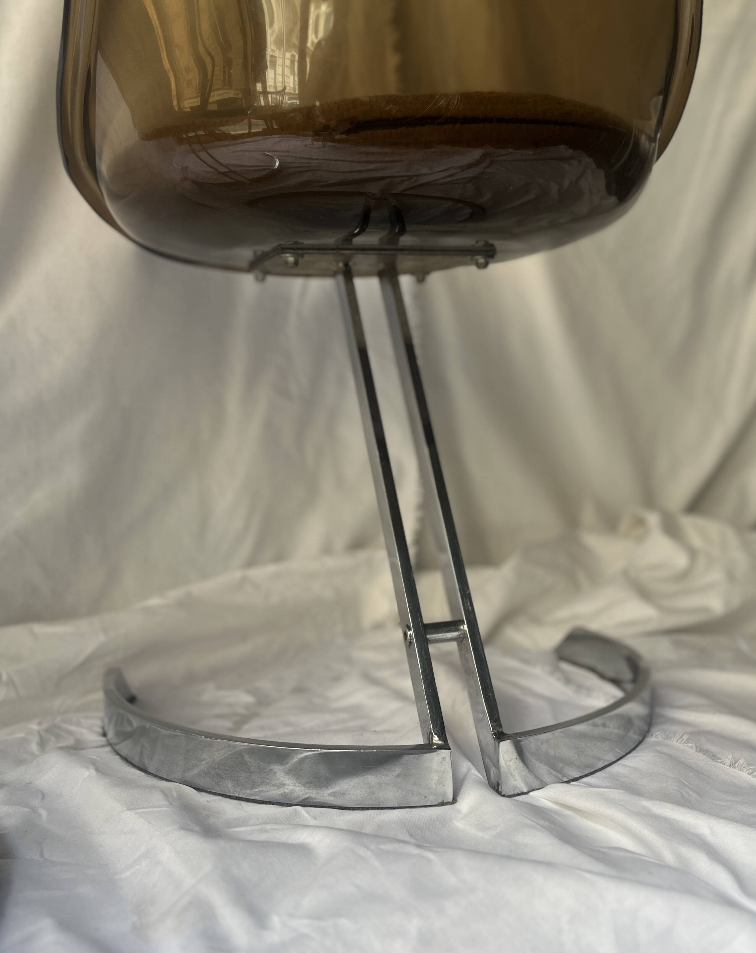 tulip chair in smoked plexiglass and chrome by Boris Tabacoff, design 1970