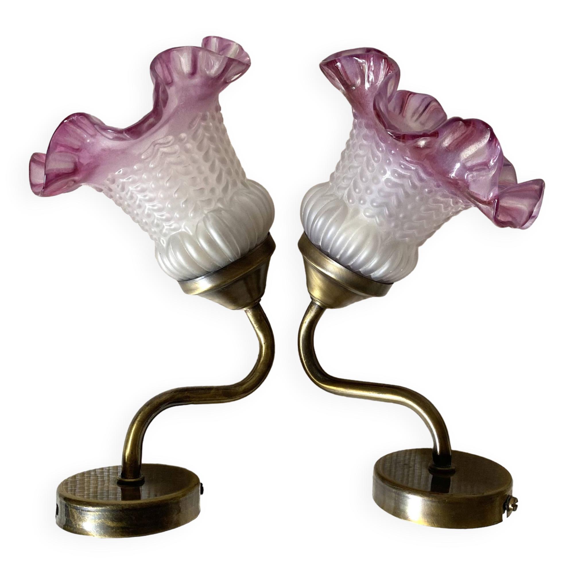 Pair of retro style wall lights, tulips