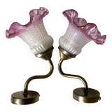 Pair of retro style wall lights, tulips