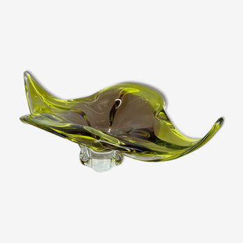 Lourd 2,3kg Murano Verre « Centerpiece » Bol Shell Element Murano, Italie, 1970