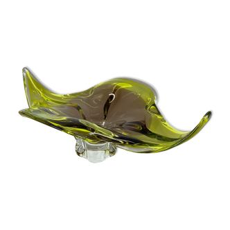 Lourd 2,3kg Murano Verre « Centerpiece » Bol Shell Element Murano, Italie, 1970