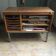 Vintage Scandinavian wood roller cabinet brand Facit