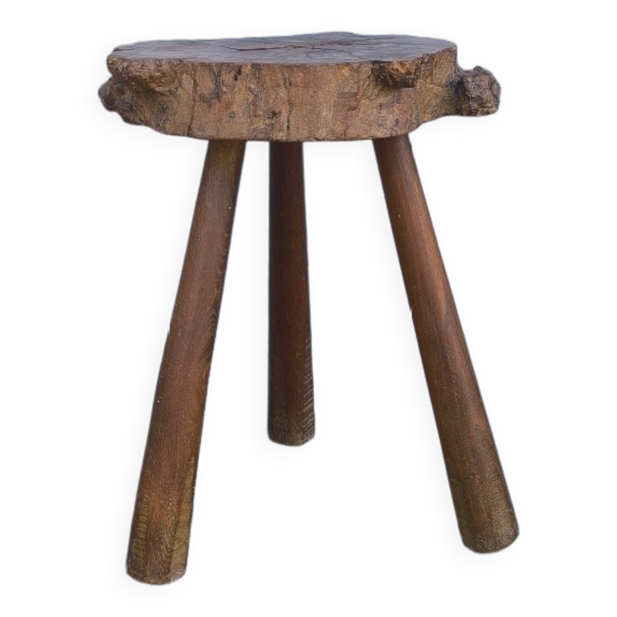 Solid elm tripod stool