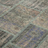 Handmade oriental contemporary 206 cm x 303 cm grey patchwork carpet